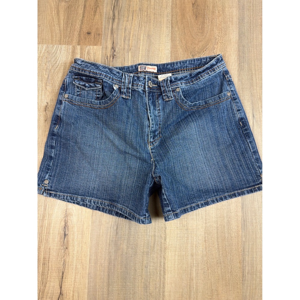 Vintage Faded Glory Blue Denim Stretch Shorts Womens 12 Medium Wash Y2K